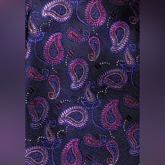 2/$35 Armarachi Paisley Satin Galaxy Purple Neck Tie Classy Retro Formal Flare - Picture 5 of 6